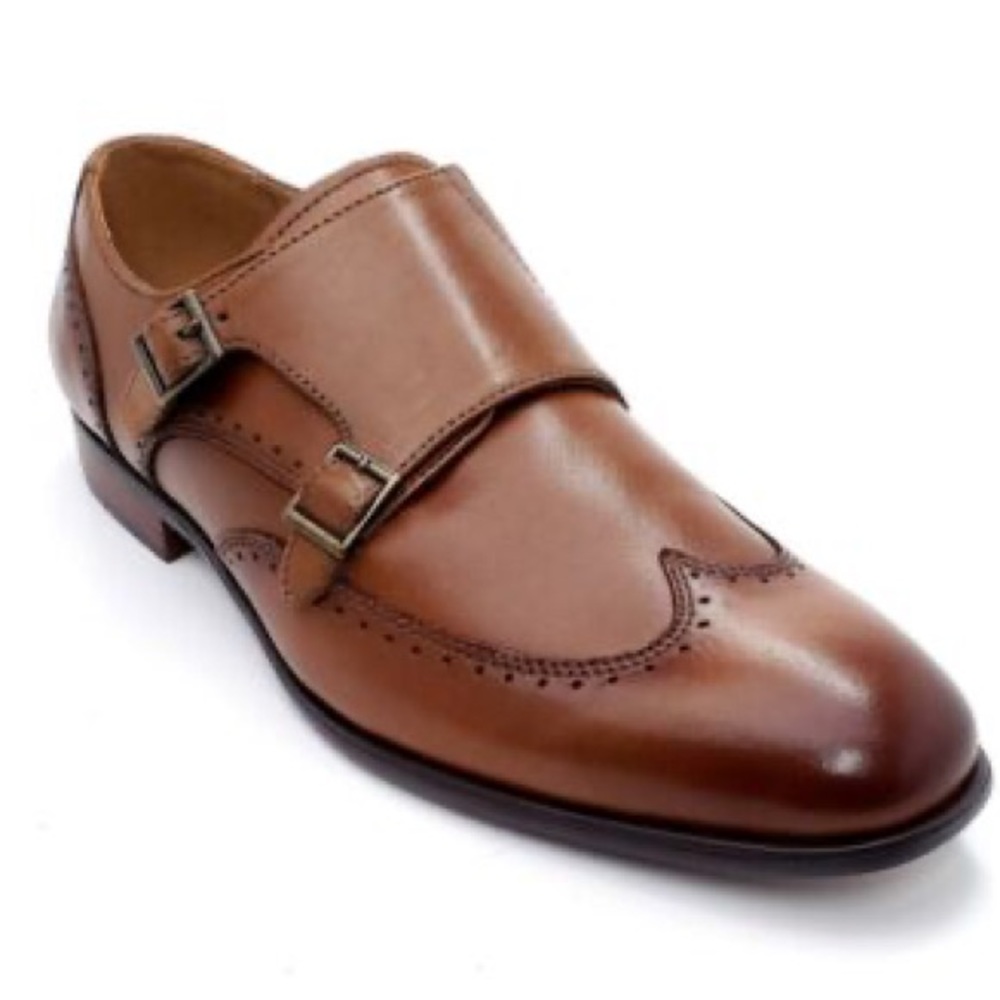 Alfani Men's Eli Tan Wingtip Monk Strap Men's Dress Shoes Size 11